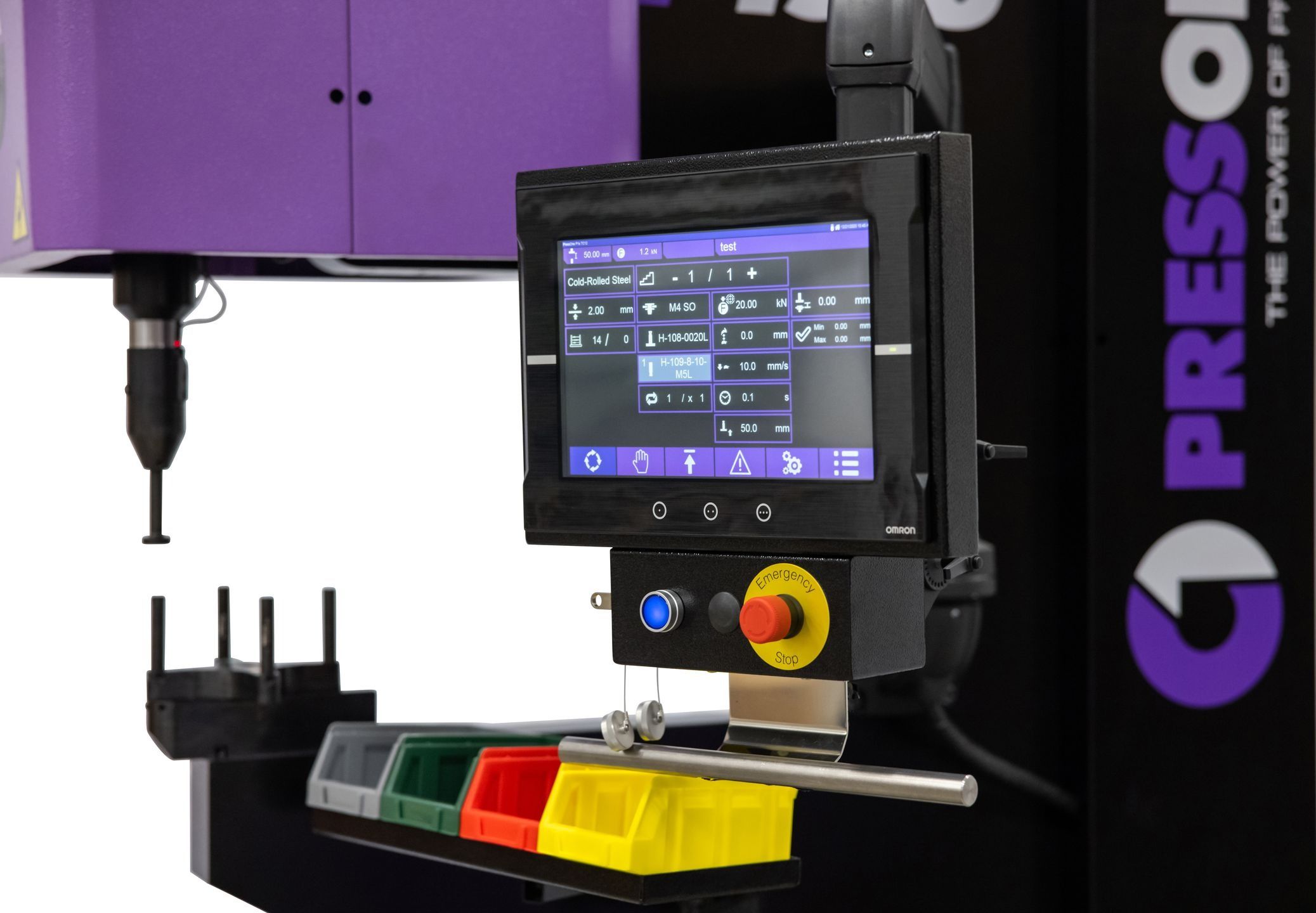 Pressone inserting machine is a compact and powerful package. TC 12 touch screen control on swing arm for easy operation. It has unlimited program capacity and tooling wizard database. Operator friendly and powerfull TC 12 control. Easy to use and also allows modifications according customer demands. With programmable insertion speed for soft and fragile parts. Pressone inserting machine is a compact and powerful package. TC 12 touch screen control on swing arm for easy operation. It has unlimited program capacity and tooling wizard database. Operator friendly and powerfull TC 12 control. Easy to use and also allows modifications according customer demands. With programmable insertion speed for soft and fragile parts.